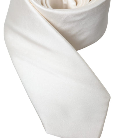 Dolce & Gabbana White Solid 100% Silk Adjustable Tie