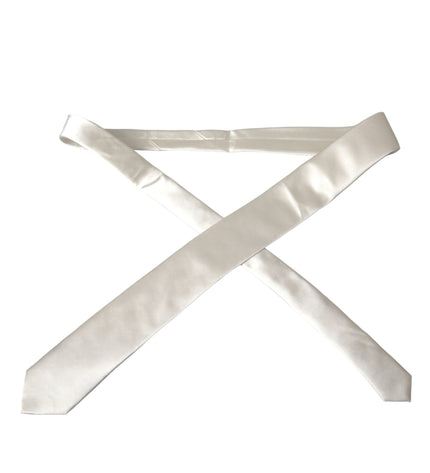 Dolce & Gabbana White Solid 100% Silk Adjustable Tie