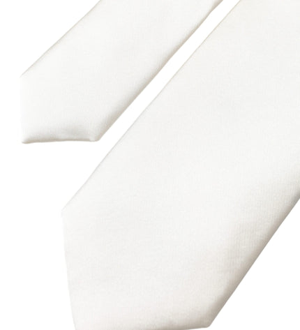 Dolce & Gabbana White Solid 100% Silk Adjustable Tie