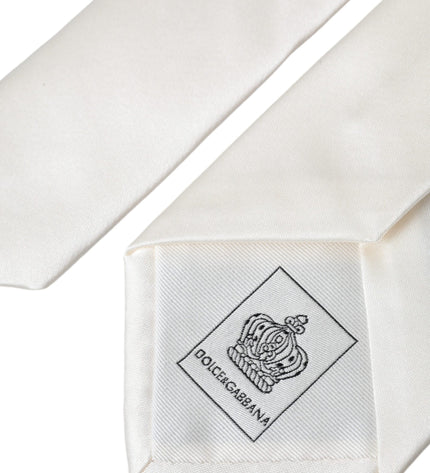 Dolce & Gabbana White Solid 100% Silk Adjustable Tie