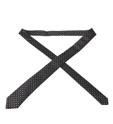 Dolce & Gabbana Black White Polka Dots 100% Silk Necktie Face Mask