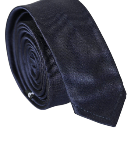 Dolce & Gabbana Blue Solid Silk Adjustable Tie Men