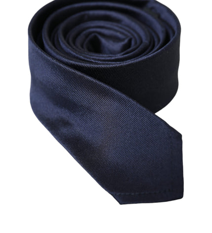 Dolce & Gabbana Blue Solid Silk Adjustable Tie Men