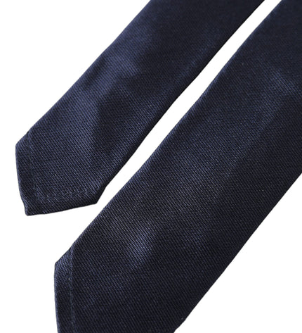 Dolce & Gabbana Blue Solid Silk Adjustable Tie Men