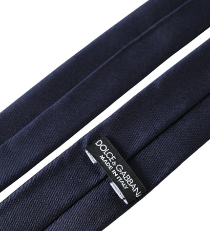 Dolce & Gabbana Blue Solid Silk Adjustable Tie Men