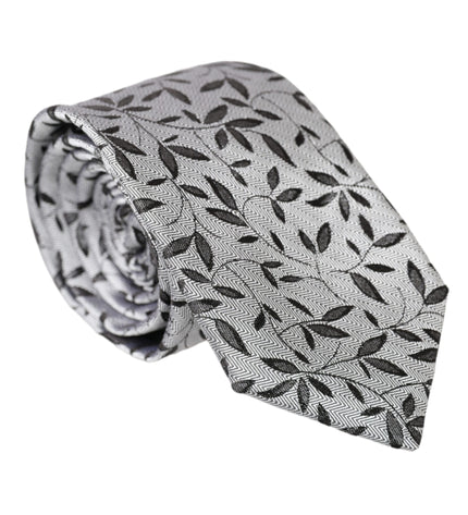 Dolce & Gabbana Gray Leaves 100% Silk Adjustable Tie