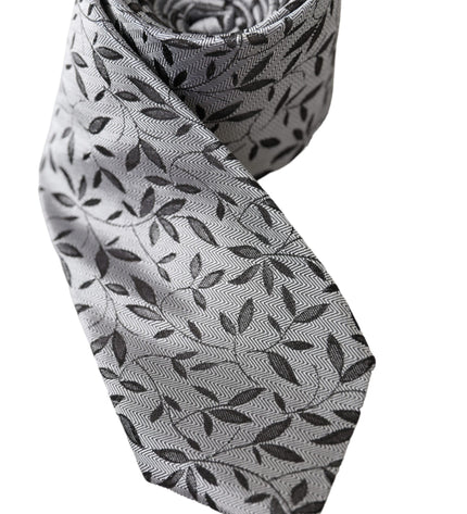 Dolce & Gabbana Gray Leaves 100% Silk Adjustable Tie