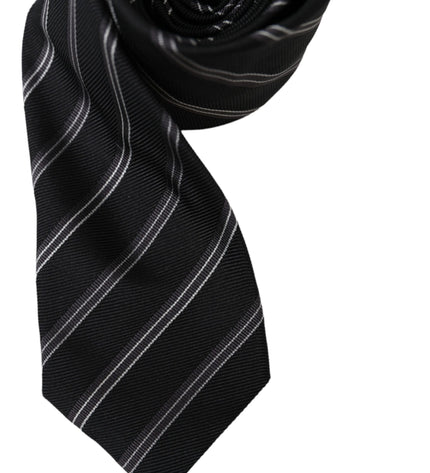 Dolce & Gabbana Black White Stripes Silk Adjustable Tie