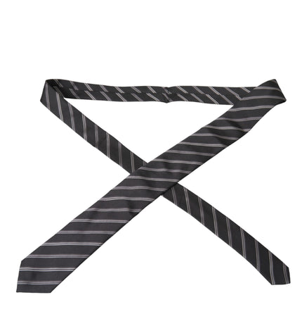 Dolce & Gabbana Black White Stripes Silk Adjustable Tie