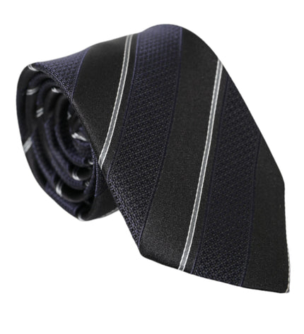 Dolce & Gabbana Black White Stripes Silk Adjustable Tie