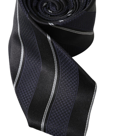 Dolce & Gabbana Black White Stripes Silk Adjustable Tie