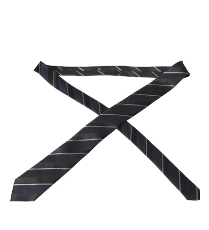 Dolce & Gabbana Black White Stripes Silk Adjustable Tie