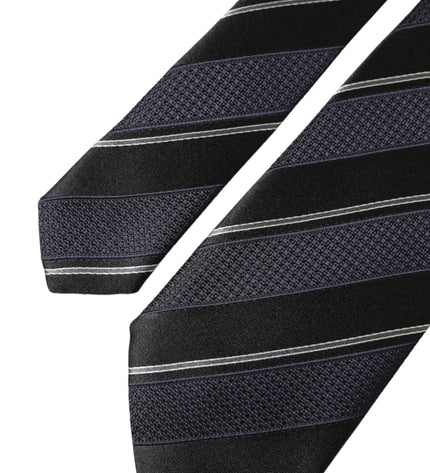 Dolce & Gabbana Black White Stripes Silk Adjustable Tie