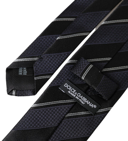 Dolce & Gabbana Black White Stripes Silk Adjustable Tie