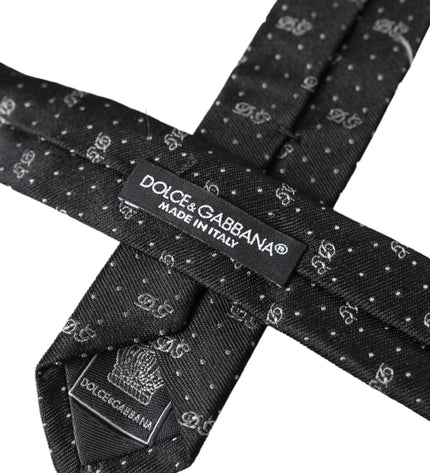 Dolce & Gabbana Black DG Logo 100% Silk Adjustable Tie