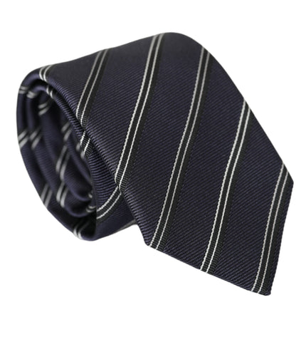 Dolce & Gabbana Black White Stripes Silk Adjustable Tie