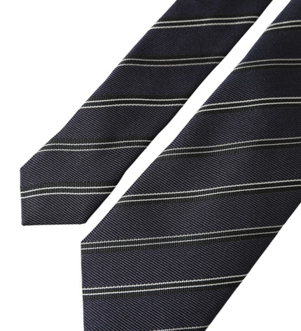 Dolce & Gabbana Black White Stripes Silk Adjustable Tie