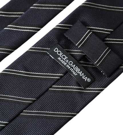 Dolce & Gabbana Black White Stripes Silk Adjustable Tie