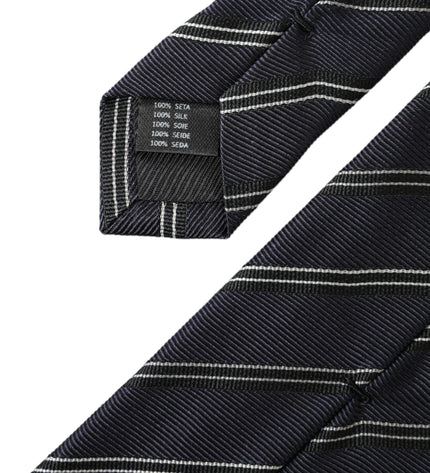 Dolce & Gabbana Black White Stripes Silk Adjustable Tie