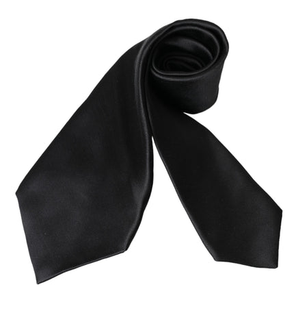 Dolce & Gabbana Black Solid Silk Adjustable Tie Men