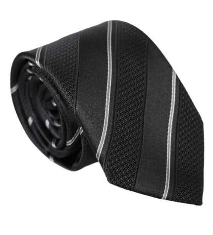 Dolce & Gabbana Black White Stripes Silk Adjustable Tie