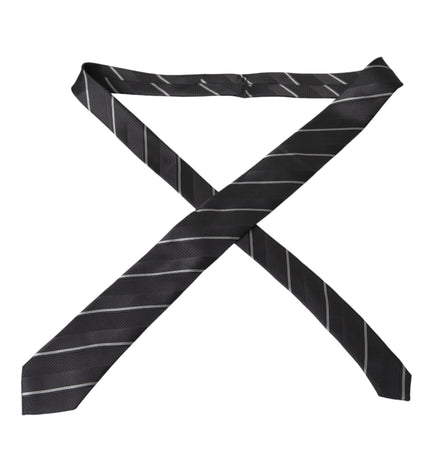 Dolce & Gabbana Black White Stripes Silk Adjustable Tie