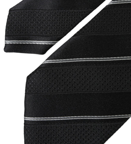 Dolce & Gabbana Black White Stripes Silk Adjustable Tie