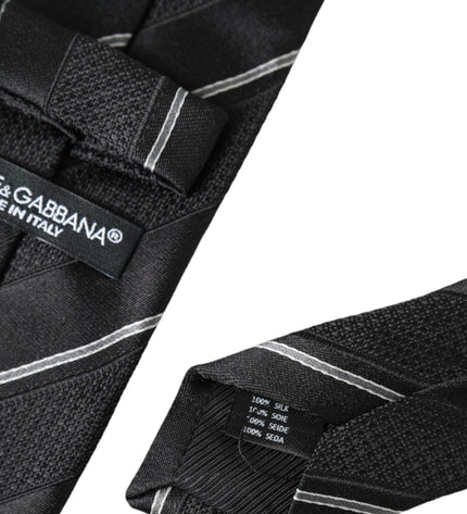 Dolce & Gabbana Black White Stripes Silk Adjustable Tie