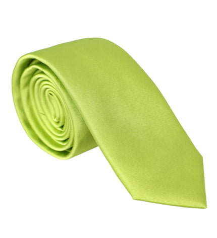 Dolce & Gabbana Green Solid Silk Adjustable Tie Men