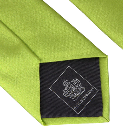 Dolce & Gabbana Green Solid Silk Adjustable Tie Men