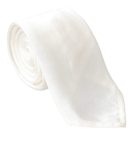 Dolce & Gabbana White Silk Blend Adjustable Tie Men