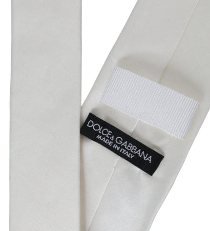 Dolce & Gabbana White Silk Blend Adjustable Tie Men