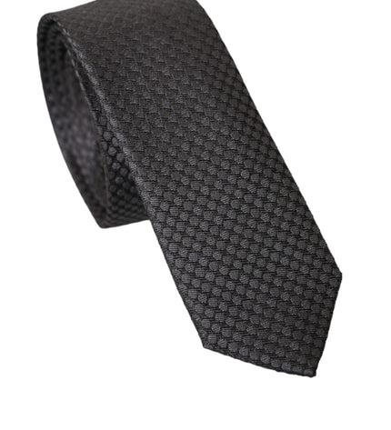 Dolce & Gabbana Black Patterned 100% Silk Adjustable Men Tie