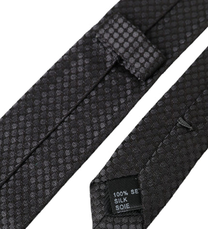 Dolce & Gabbana Black Patterned 100% Silk Adjustable Men Tie