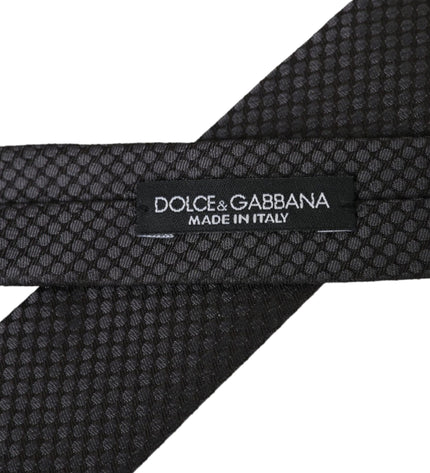 Dolce & Gabbana Black Patterned 100% Silk Adjustable Men Tie