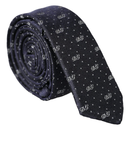 Dolce & Gabbana Blue DG Logo 100% Silk Adjustable Tie