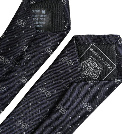 Dolce & Gabbana Blue DG Logo 100% Silk Adjustable Tie