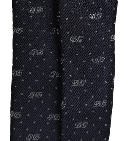 Dolce & Gabbana Blue DG Logo 100% Silk Adjustable Tie