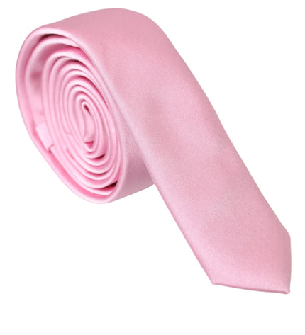 Dolce & Gabbana Pink Solid Silk Adjustable Tie Men