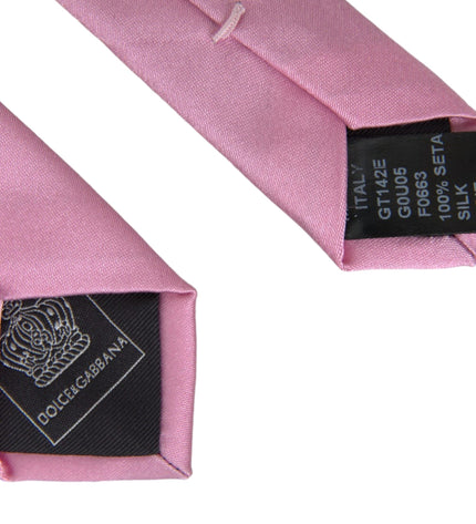 Dolce & Gabbana Pink Solid Silk Adjustable Tie Men