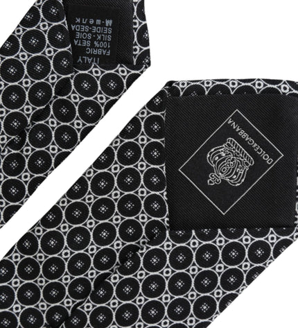 Dolce & Gabbana Black White Patterned Silk Adjustable Men Tie