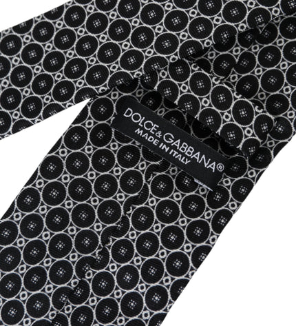 Dolce & Gabbana Black White Patterned Silk Adjustable Men Tie