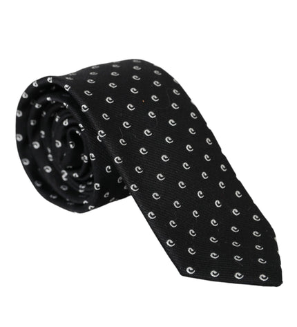 Dolce & Gabbana Black Logo Cotton Blend Adjustable Tie