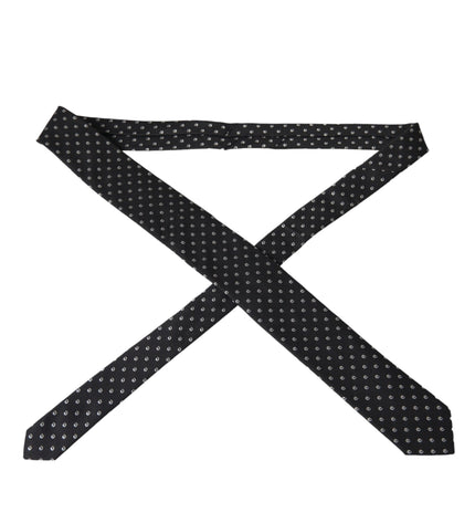 Dolce & Gabbana Black Logo Cotton Blend Adjustable Tie