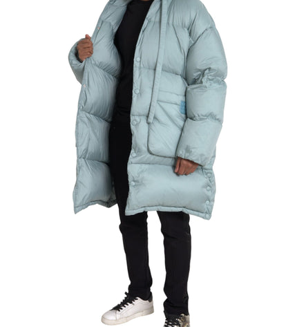 Dolce & Gabbana Light Blue Quilted Hooded Puffer Jacket Men