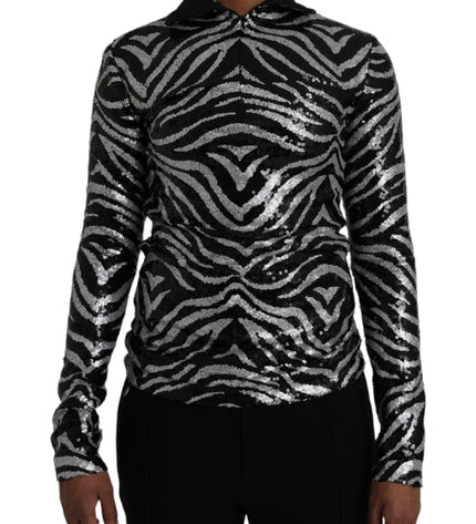 Dolce & Gabbana Black Silver Sequined Polyester Sweater