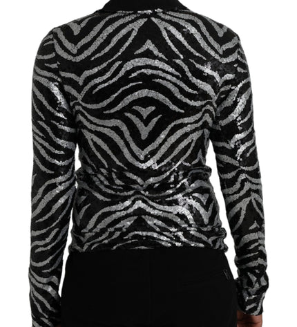 Dolce & Gabbana Black Silver Sequined Polyester Sweater