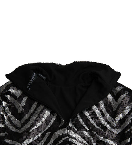 Dolce & Gabbana Black Silver Sequined Polyester Sweater