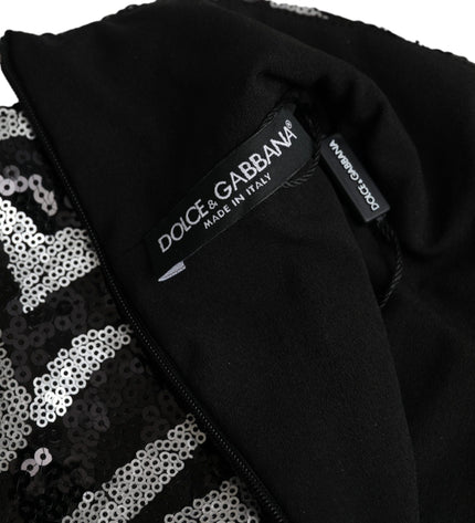 Dolce & Gabbana Black Silver Sequined Polyester Sweater