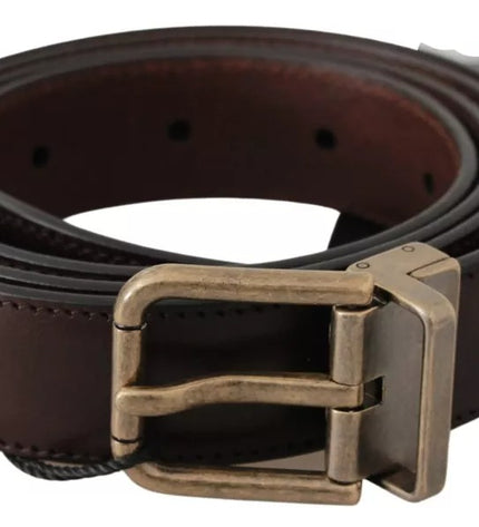 Dolce & Gabbana Brown Leather Gold Buckle Men Belt